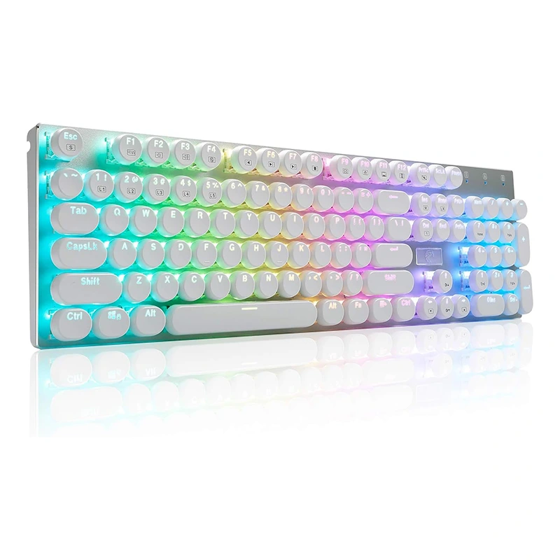 Clavier mécanique RVB filaire pour machine à écrire 104 touches
