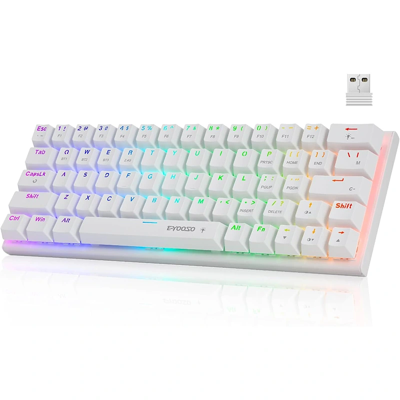 Clavier de jeu mécanique sans fil BT 2,4 GHz type-c à 63 touches RVB