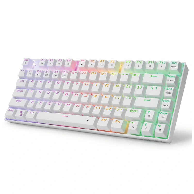 Clavier mécanique sans fil Bluetooth 2.4Ghz RVB 81 touches