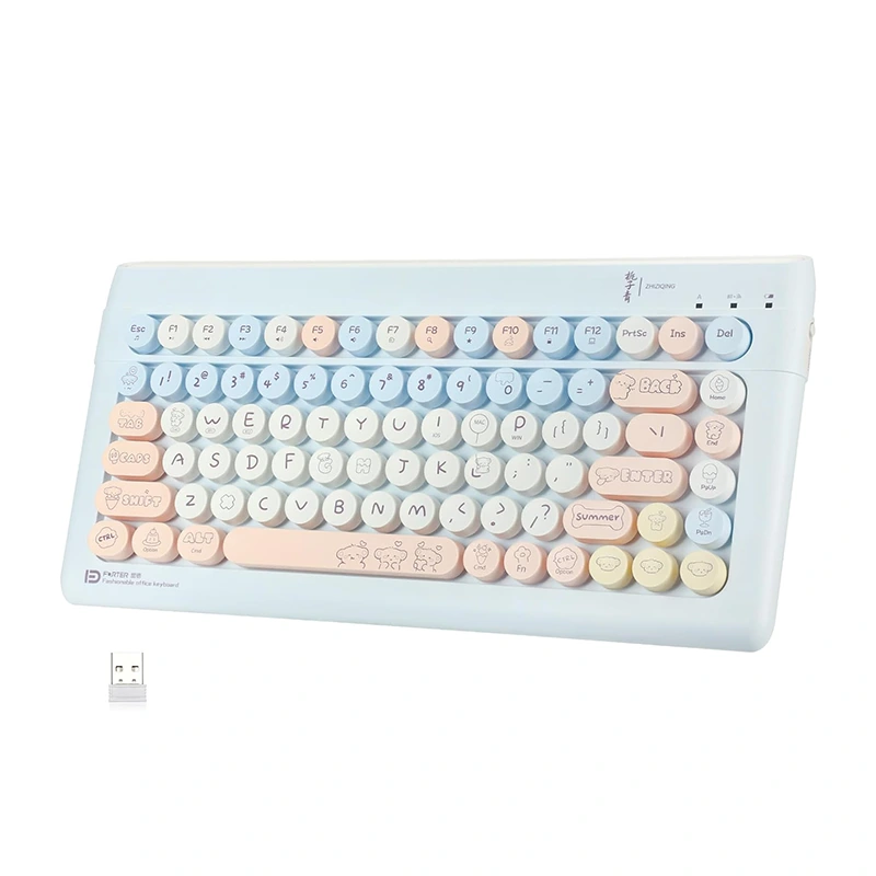Claviers sans fil 84 touches Bluetooth et machine à écrire 2,4 GHz