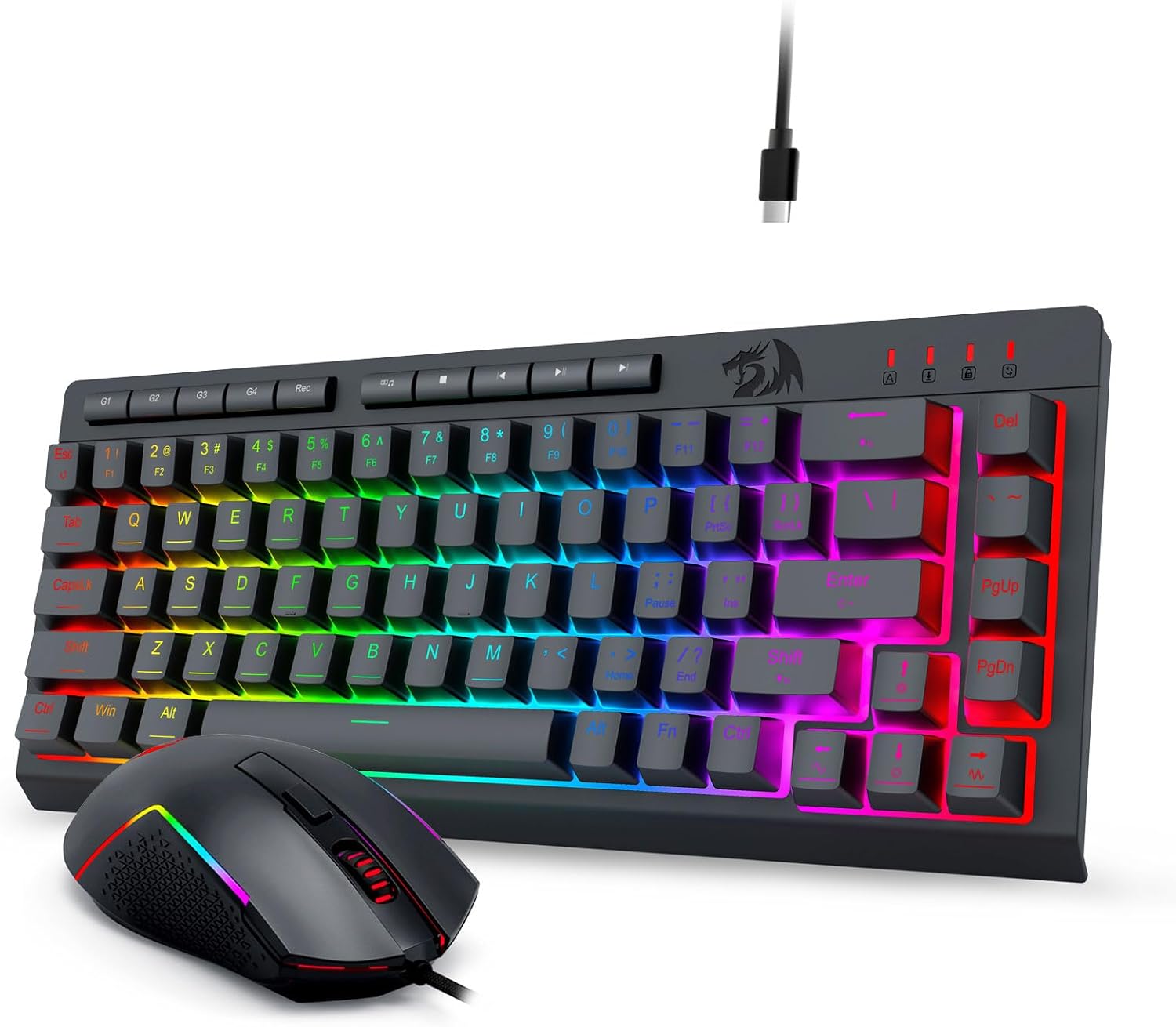 Combo clavier et souris de jeu filaire rétroéclairés RVB S157 noirs